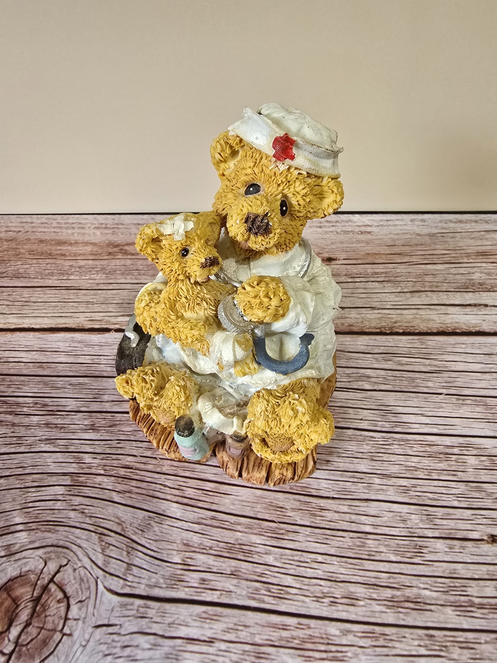 K’s Collection Nurse Teddy Bear With Baby Medical Figurine Vintage Style